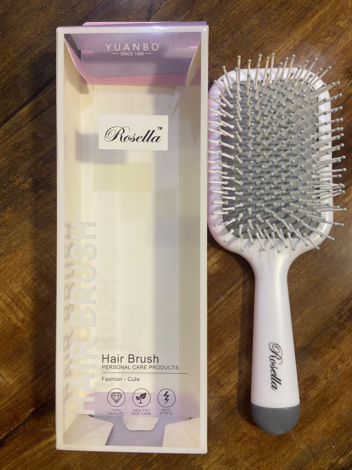 Rosella Fashion Paddle Brush - Healthy Hair Care Detangler (Printed Back)