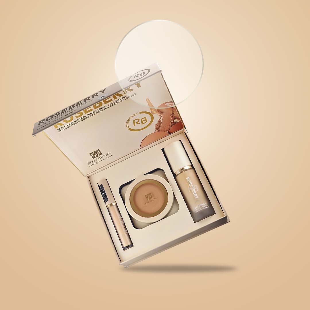 Rose berry 3in1 face kit1) High coverage foundation 2) Compact powder 3) Concealer