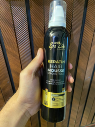 : Spa Line Keratin Hair Mousse - Strong Hold Styling Foam for Shine & Volume